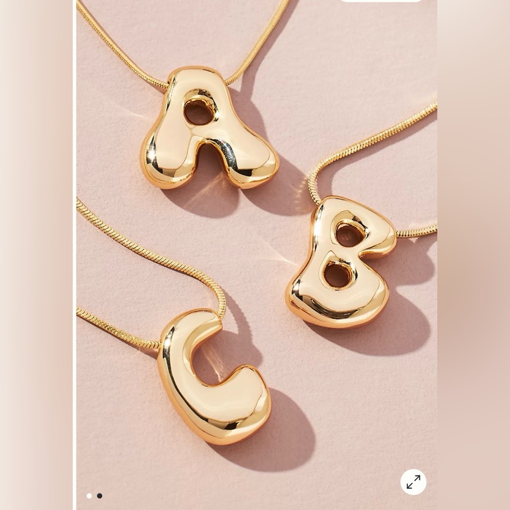 NWT Cape Diablo by Anthropologie Bubble Initial Necklace “R” - Picture 2 of 4